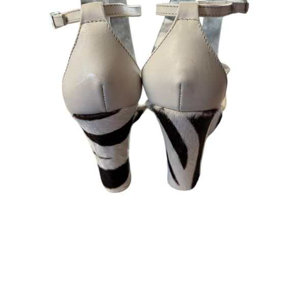 NEW Tod's Ivory Off White Leather Zebra Covered Heels Wedges with Box 39  9 - Picture 4 of 6